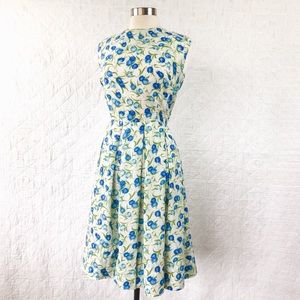 1960s Handmade Blue Floral Dress